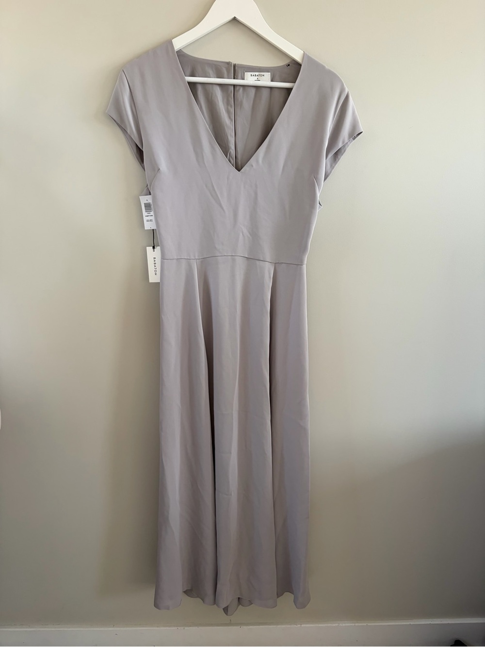 Aritzia Babaton V-Neck Maxi Dress in Pale  grey